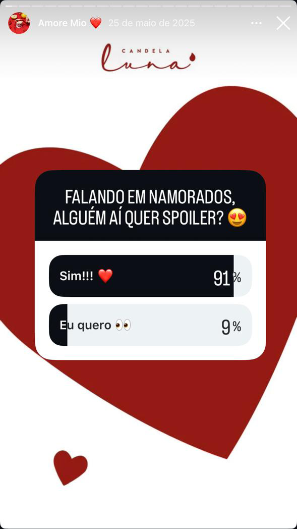 Arte para a campanha Amore Mio nas redes sociais da Candela Luna