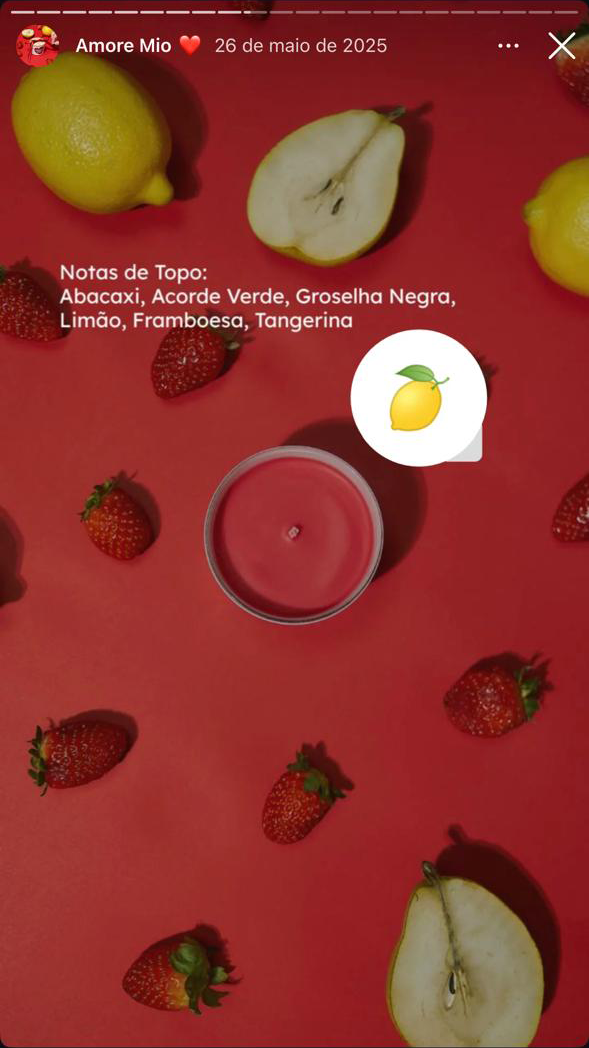 Arte de stories para a campanha Amore Mio nas redes sociais da Candela Luna